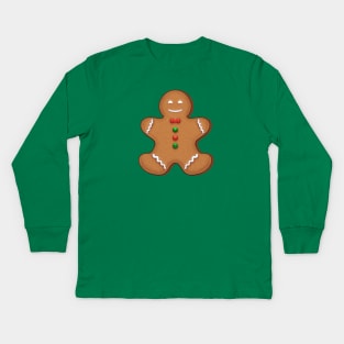 The Happy Gingerbread Man Kids Long Sleeve T-Shirt